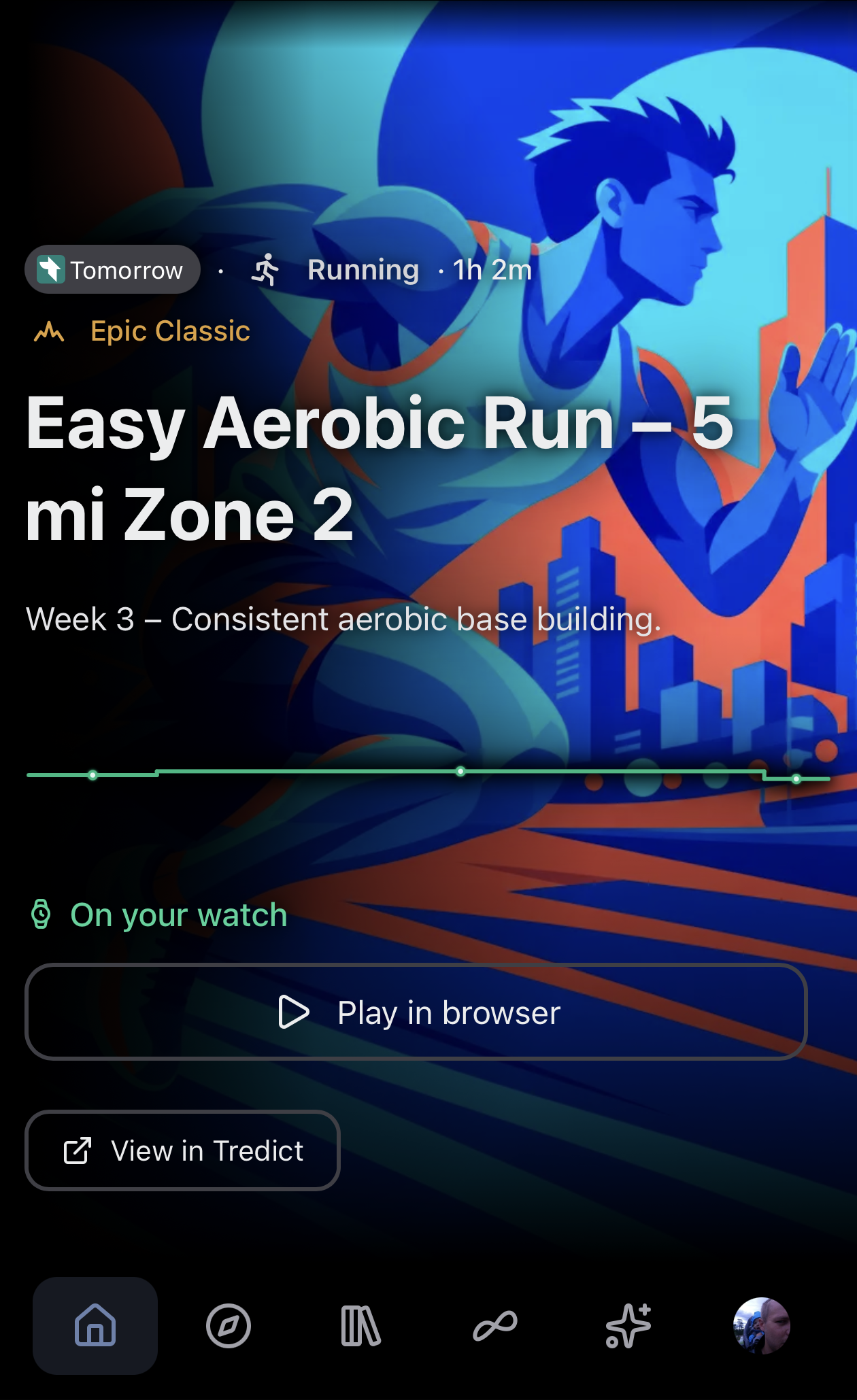 Ein geplantes Tredict-Workout als abspielbereiter Mix in Beatpace