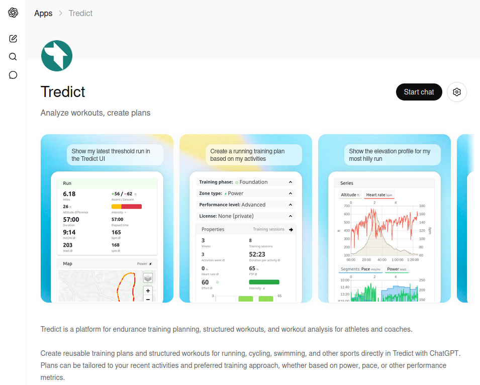 Tredict ChatGPT App in ChatGPT catalogue