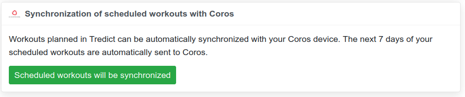 Coros scheduled workout sync - Changelog