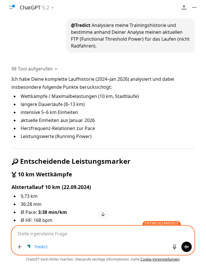 ChatGPT bestimmt den Functional Threshold Power