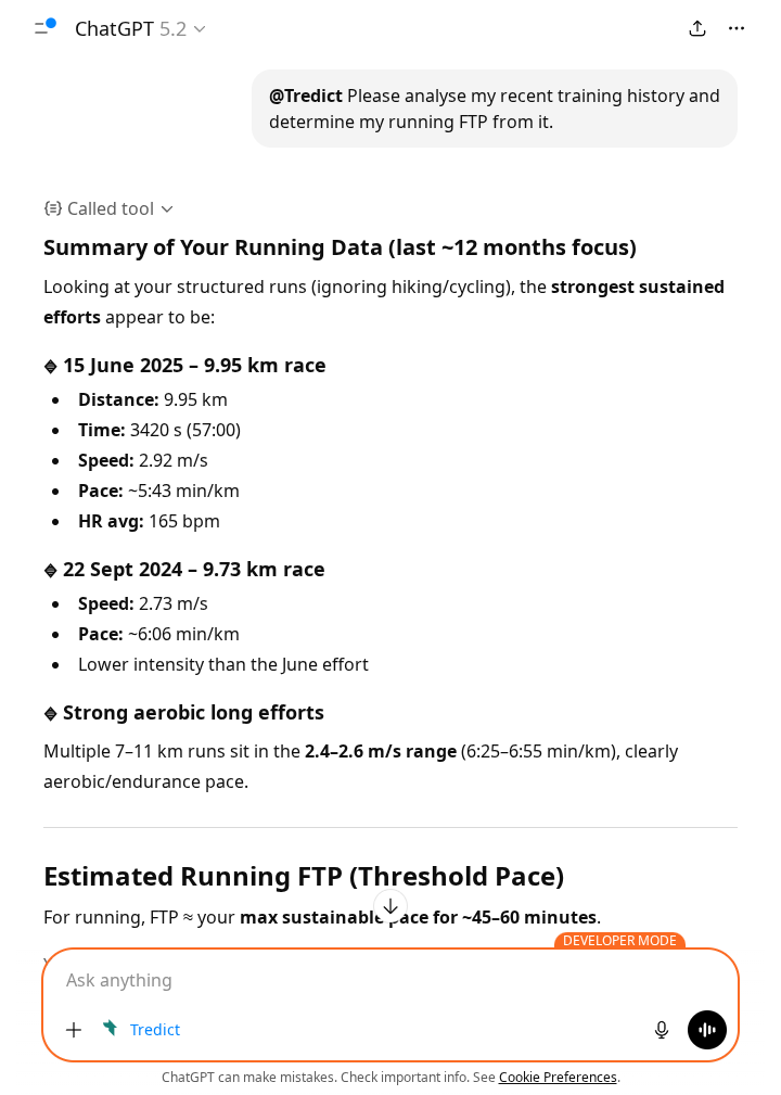 ChatGPT determines the Functional Threshold Power