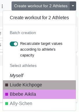 Batch creation of workouts - Changelog