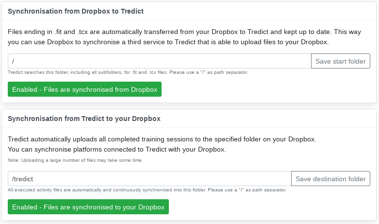 Tredict Dropbox integration - Changelog