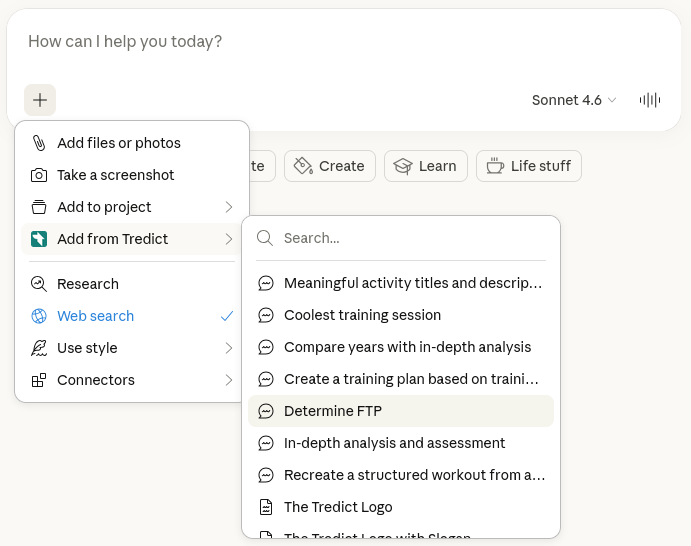 Select the Tredict MCP connector in Claude Web.