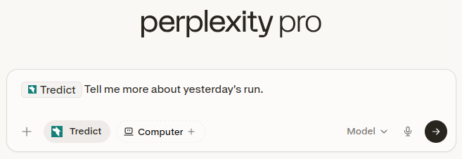 Use the Tredict MCP connector in Perplexity.