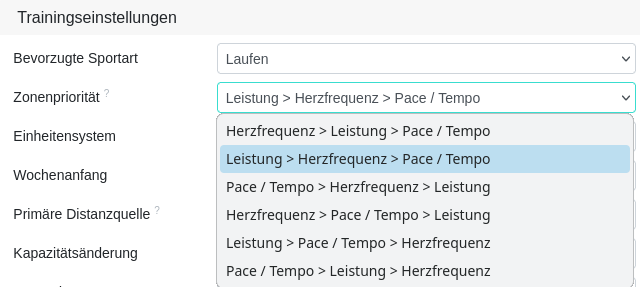 In de Instellungen lett sik de Stufenprioriteetskeed fastleggen.