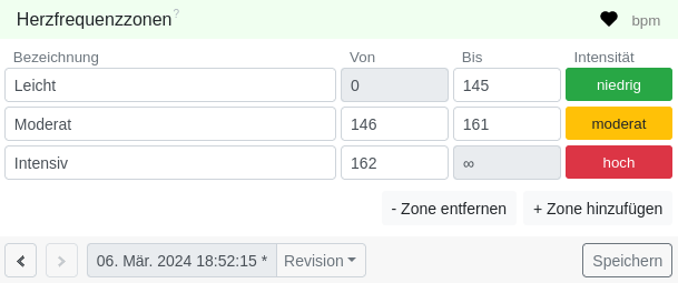 De Stärken in de Zoneninstellungen speelt en Roll för de Opwandshööchte.