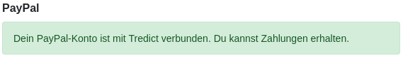 Dat PayPal-Konto worrn erfolgrieks verbunnen.