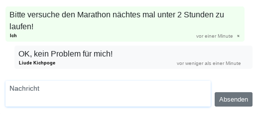 Chatfunktion in de Trainingsansicht