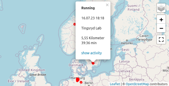 The training overview map shows you all training sessions on one map.