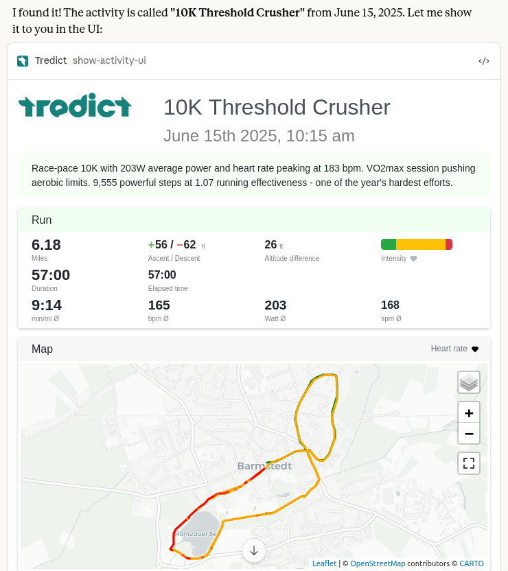Tredict Show Activity UI MCP Widget