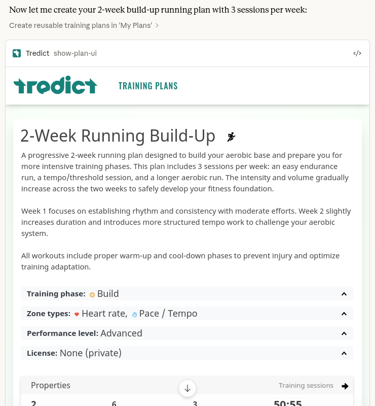 Tredict Show Plan UI MCP Widget